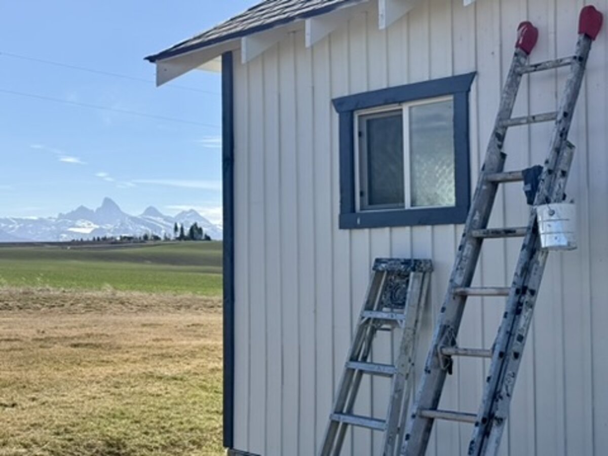 Freshly finished exterior with Teton Range backdrop